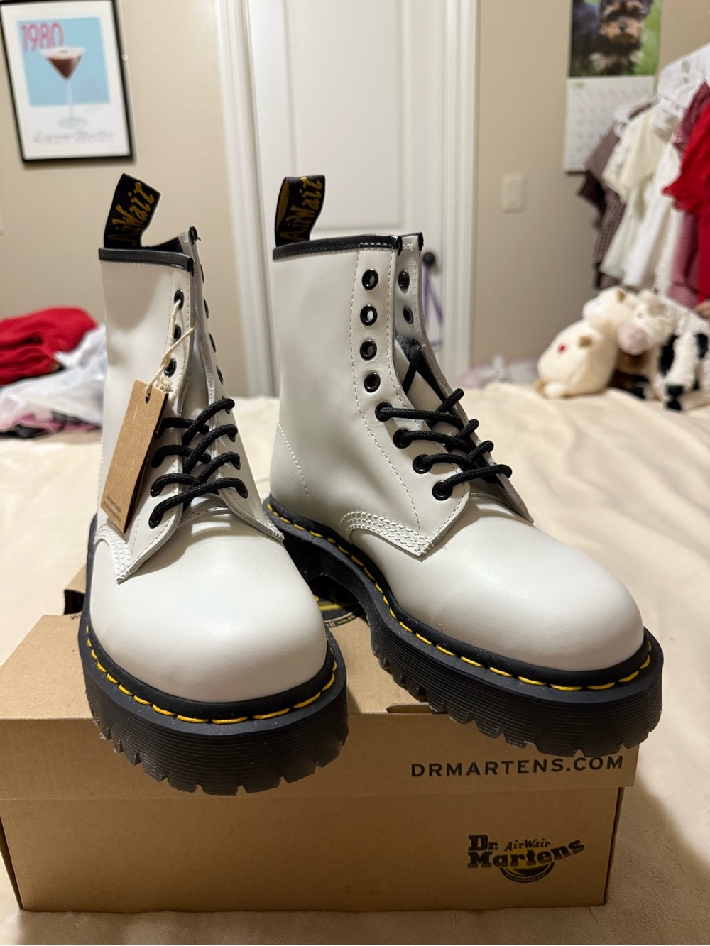 Dr. Martens Bex White Platform Boots